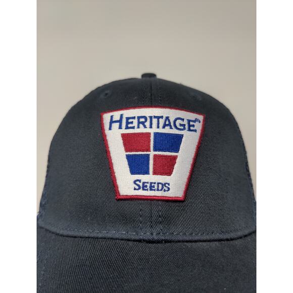 Heritage Seeds Diener Soybeans Strapback Meshback Hat OSFA Black Blue Patch Logo - Picture 3 of 10